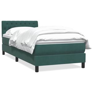 vidaXL Sommier &agrave; lattes de lit et matelas vert fonc&eacute; 80x220 cm velours