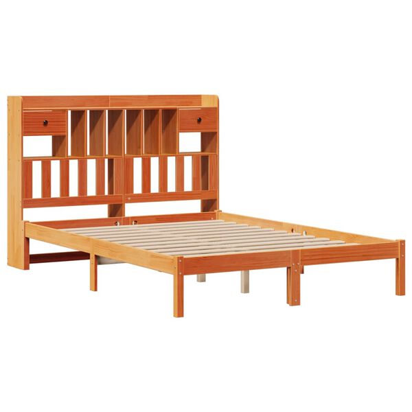 vidaXL Lit biblioth&egrave;que sans matelas cire marron 140x190 cm pin massif