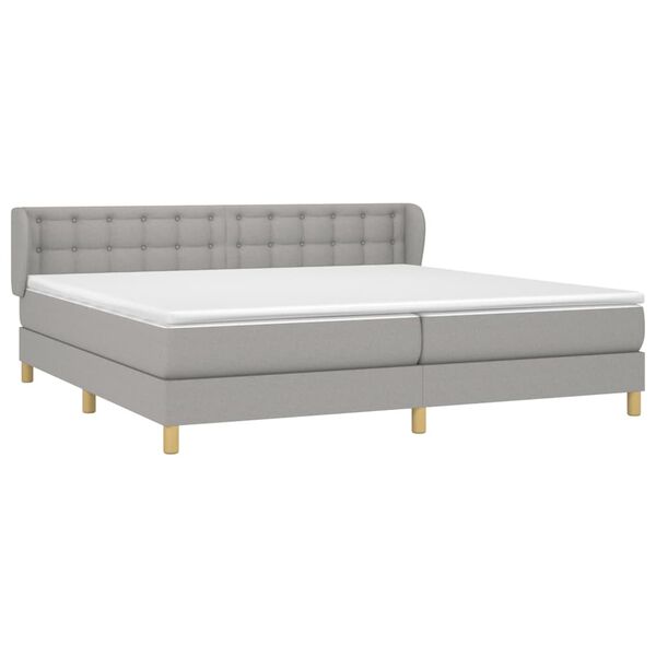 vidaXL Sommier &agrave; lattes de lit avec matelas Gris clair 200x200cm Tissu