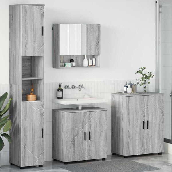 vidaXL Ensemble de mobilier de salle de bain 4 pcs Gris Sonoma