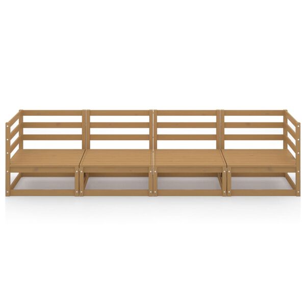 vidaXL Canap&eacute; &agrave; 4 places de jardin Marron miel Bois de pin solide