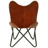 vidaXL Chaise papillon Marron Taille pour enfants Cuir v&eacute;ritable