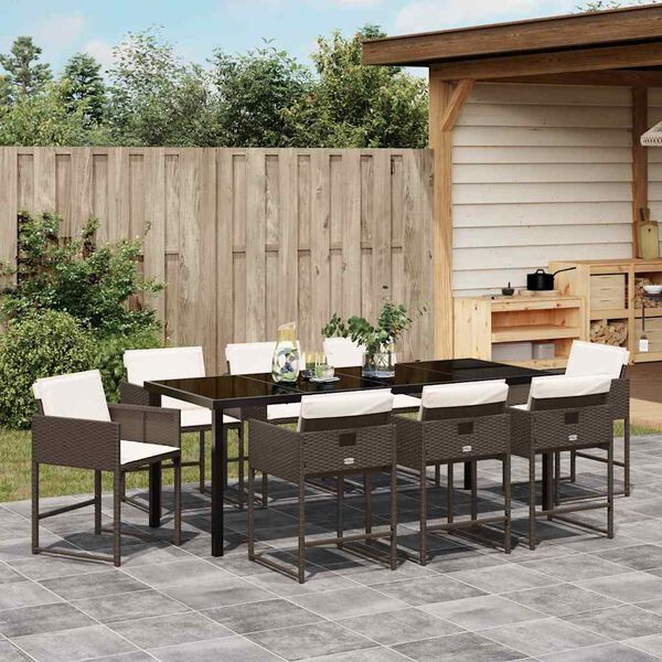 vidaXL Ensemble de salle &agrave; manger pour jardin 9 pcs Marron polyrotin