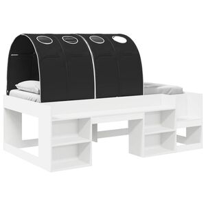 vidaXL Cadre de lit avec tunnel 3 pc Blanc et noir Bois d&rsquo;ing&eacute;nierie