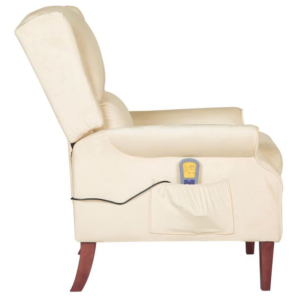 vidaXL Fauteuil de massage inclinable Crème Velours