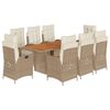 vidaXL Ensemble &agrave; manger de jardin et coussins 9 pcs beige Poly rotin
