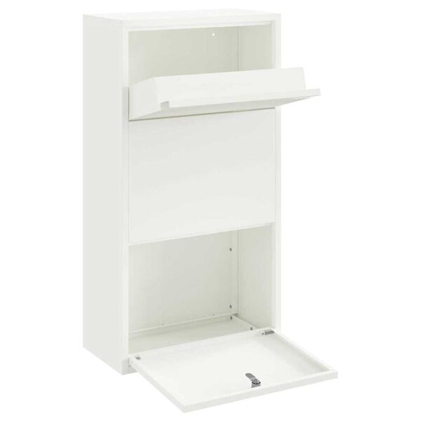 vidaXL Bo&icirc;te de d&eacute;p&ocirc;t de colis avec porte Blanc 44 x 22 x 82 cm Acier