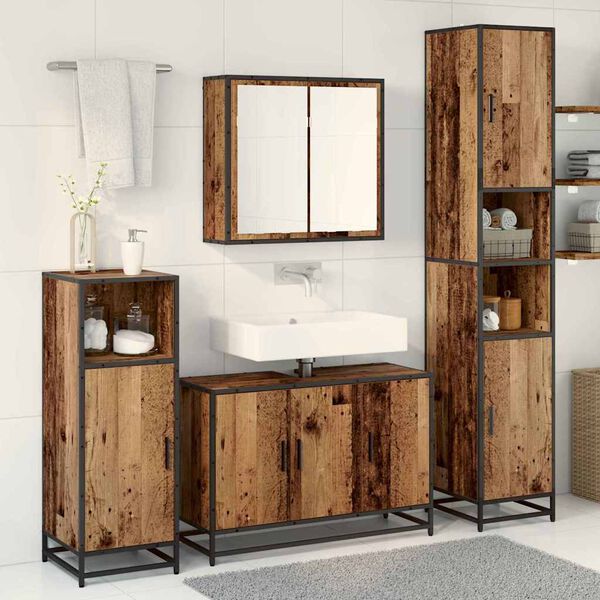 vidaXL Ensemble de mobilier de salle de bain 4 pcs Bois ancien