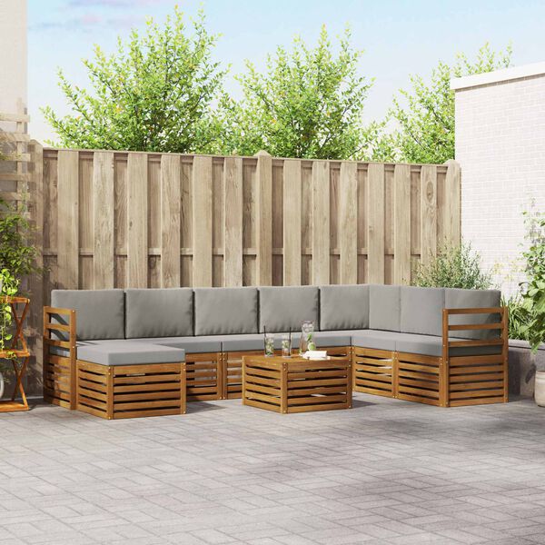 vidaXL Ensembles de canap&eacute;s avec coussin 9 pcs Gris Naturel et Clair