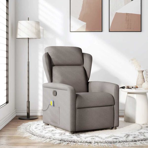 vidaXL Fauteuil de massage inclinable Taupe Tissu