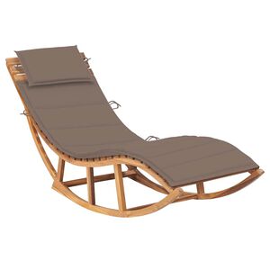 vidaXL Chaise longue &agrave; bascule avec coussin Bois de teck solide