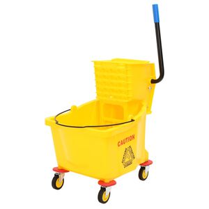 vidaXL Seau &agrave; serpilli&egrave;re avec essoreuse et roues jaune 36 L PP