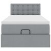 vidaXL Lit ottoman avec matelas et LED gris clair 90x200 cm tissu