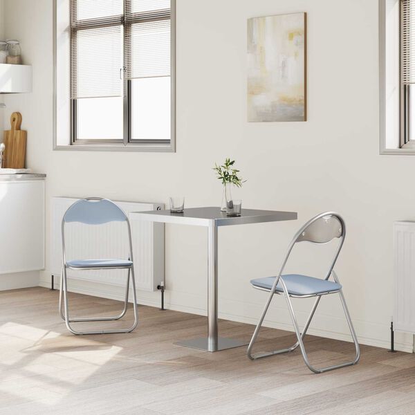 vidaXL Chaise pliante 2 pcs Gris 48 x 43,5 x 81 cm Simili cuir