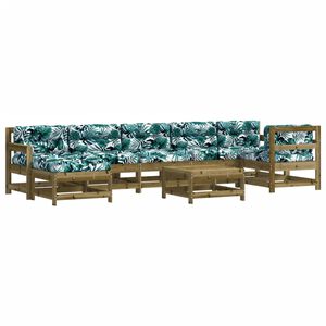 vidaXL Salon de jardin 8 pcs avec coussins bois de pin impr&eacute;gn&eacute;