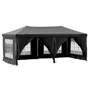 vidaXL Tente de r&eacute;ception pliable avec parois Noir 3x6 m