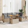 vidaXL Salon de jardin 6 pcs avec coussins beige r&eacute;sine tress&eacute;e acacia
