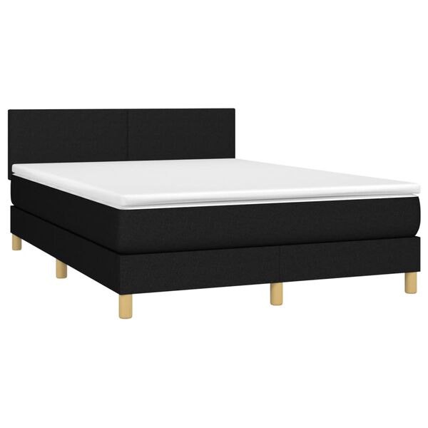 vidaXL Sommier &agrave; lattes de lit avec matelas LED Noir 140x200 cm Tissu