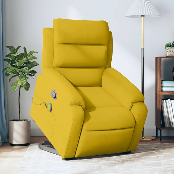 vidaXL Fauteuil de massage inclinable Jaune Velours