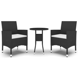 vidaXL Ensemble de bistro de jardin 3 pcs poly rotin et verre tremp&eacute;