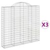vidaXL Paniers &agrave; gabions arqu&eacute;s 3 pcs 200x30x180/200 cm Fer galvanis&eacute;