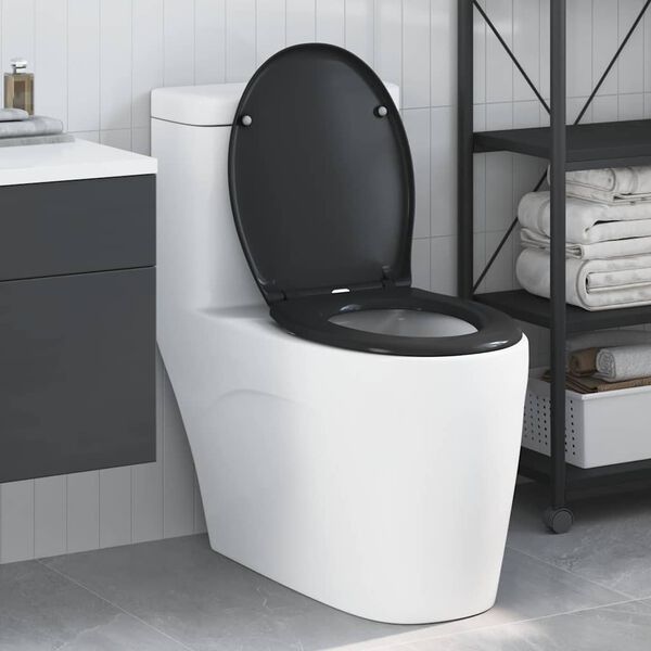 vidaXL Siège de Toilette à Libération Rapide Noir 44,8 x 37,3 x 4,2 cm