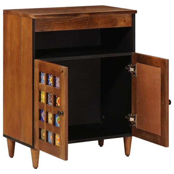 vidaXL Buffet avec porte Noyer 60 x 33,5 x 75 cm Bois de mangue massif
