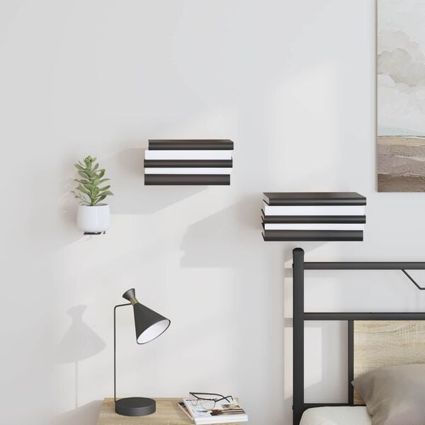 vidaXL &Eacute;tag&egrave;re Murale avec &eacute;tag&egrave;re 4 pcs Noir 6 x 10,8 x 6,6 cm