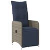 vidaXL Chaise de jardin inclinable avec coussins en r&eacute;sine tress&eacute;e grise