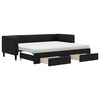 vidaXL Lit de jour avec gigogne et tiroirs noir 80x200 cm tissu