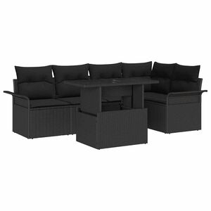 vidaXL Ensemble de canap&eacute; de jardin 6 pcs Noir Poly Rattan