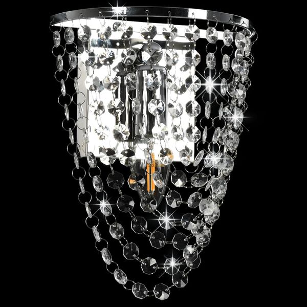 vidaXL Lampe murale avec perles de cristal Argenté Ovale ampoule E14