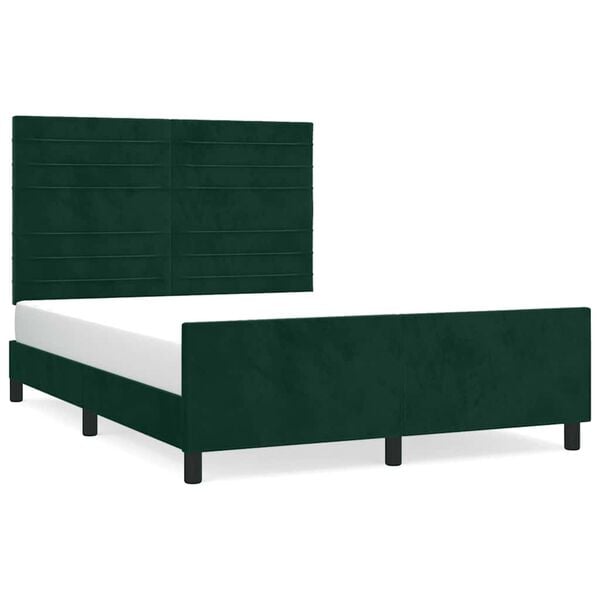 vidaXL Cadre de lit sans matelas vert fonc&eacute; 140x190 cm velours