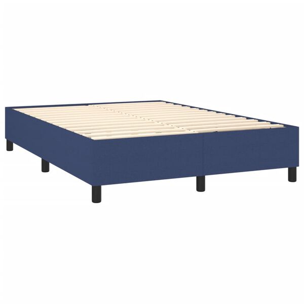 vidaXL Sommier &agrave; lattes de lit avec matelas Bleu 140x200 cm Tissu