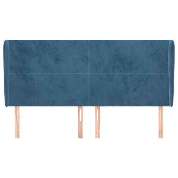 vidaXL T&ecirc;te de lit avec oreilles Bleu fonc&eacute; 183x23x118/128 cm Velours