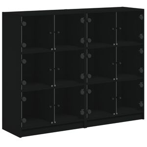 vidaXL Biblioth&egrave;que avec portes noir 136x37x109 cm bois d'ing&eacute;nierie