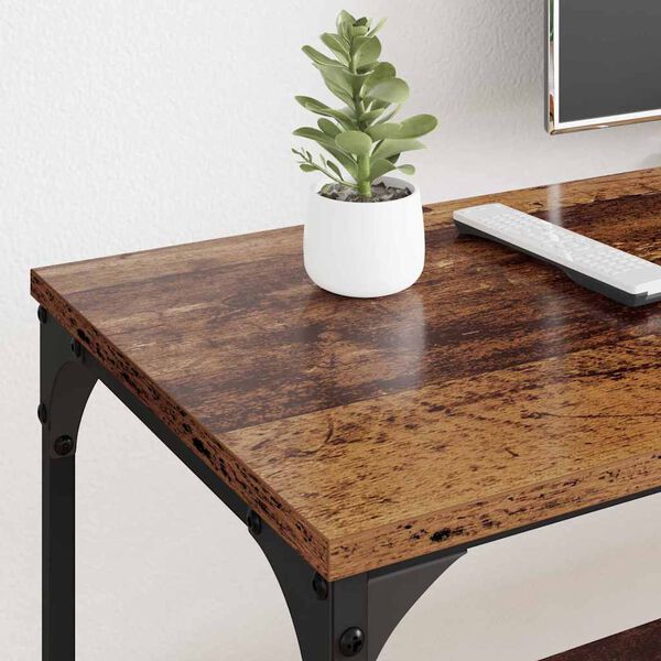 vidaXL Meuble TV Bois Ancien 201 x 35 x 45 cm Bois d'ing&eacute;nierie et fer