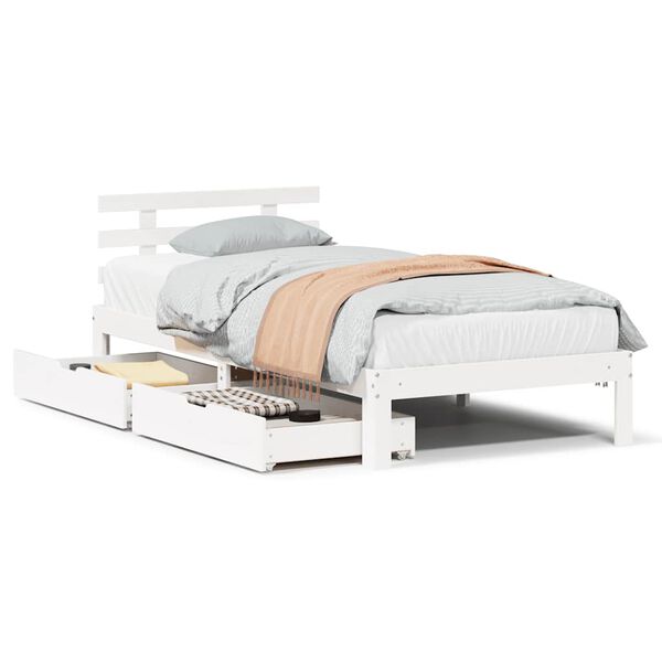 vidaXL Cadre de lit avec tiroirs sans matelas blanc 90x190 cm