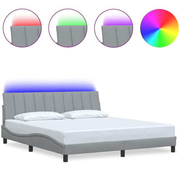 vidaXL Cadre de lit sans matelas Hanko gris clair 180x200 cm tissu