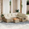 vidaXL Salon de jardin avec coussins 8 pcs beige r&eacute;sine tress&eacute;e