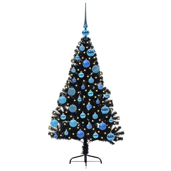 vidaXL Sapin de Noël artificiel pré-éclairé Noir 120 cm PVC