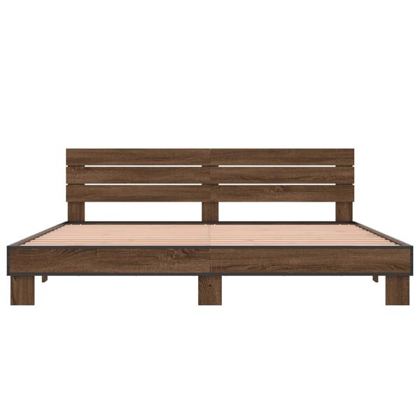 vidaXL Cadre de lit sans matelas ch&ecirc;ne marron 200x200 cm