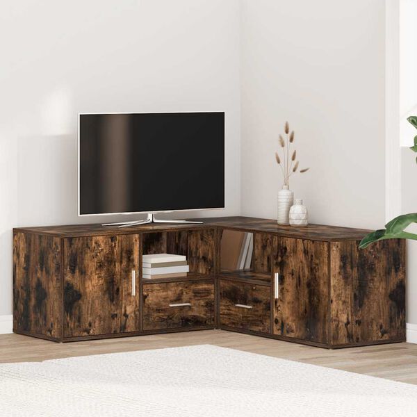 vidaXL Armoire d'angle ch&ecirc;ne fum&eacute; 200x40x45 cm bois d'ing&eacute;nierie