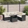 vidaXL Salon de jardin 7 pcs avec coussins noir r&eacute;sine tress&eacute;e