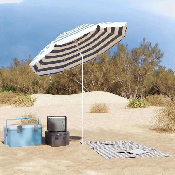 vidaXL Parasol de plage Bleu et Blanc 206 x 206 x 212 cm