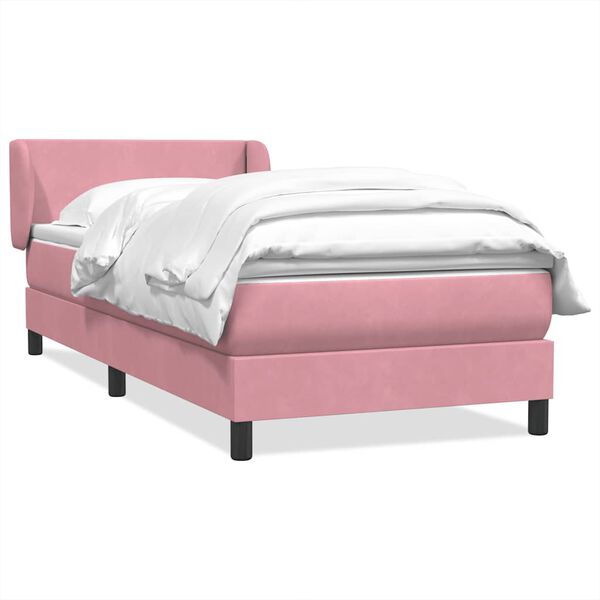 vidaXL Sommier &agrave; lattes de lit avec matelas rose 100x210 cm velours