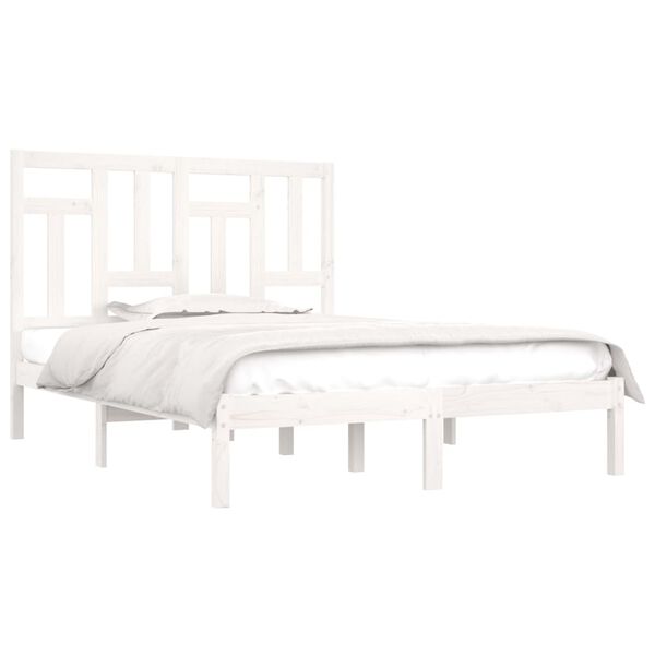 vidaXL Cadre de lit sans matelas blanc 200x200 cm bois massif de pin