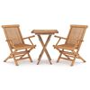 vidaXL Ensemble &agrave; manger de jardin 3 pcs Bois de teck massif