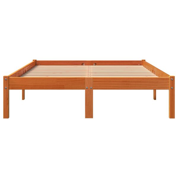 vidaXL Cadre de lit sans matelas cire marron 135x190cm bois pin massif