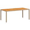 vidaXL Table de jardin beige 190x90x75 cm résine tressée bois d'acacia
